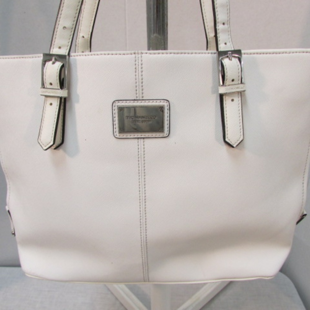 Tignanello White Piega Leather Tote